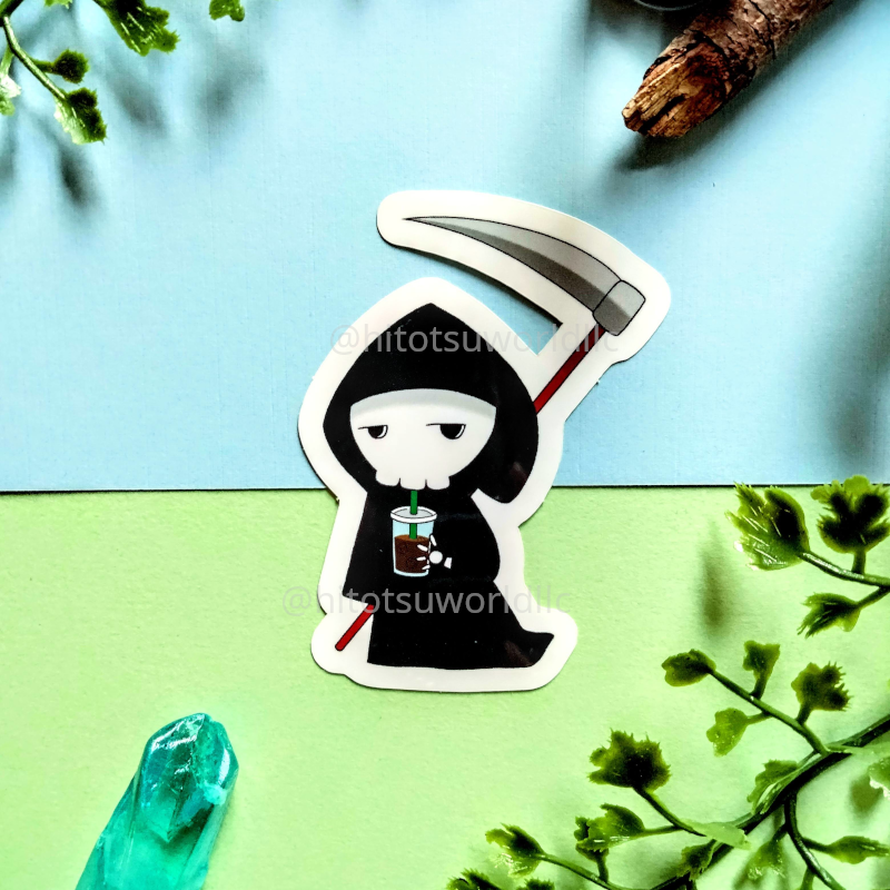 Grim Reaper with Iced Coffee Stickers