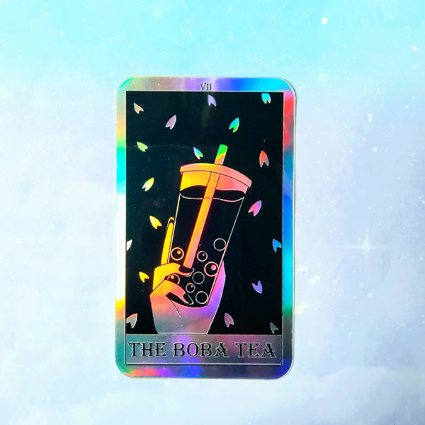 07. Holographic "The Boba Tea" Tarot Card Stickers