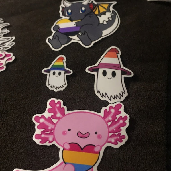 Pansexual Pride Axolotl Stickers