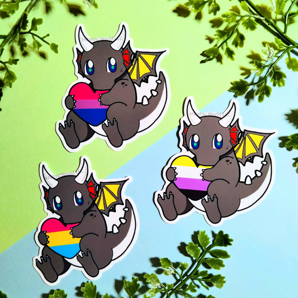 Asexual Pride Dragon Stickers