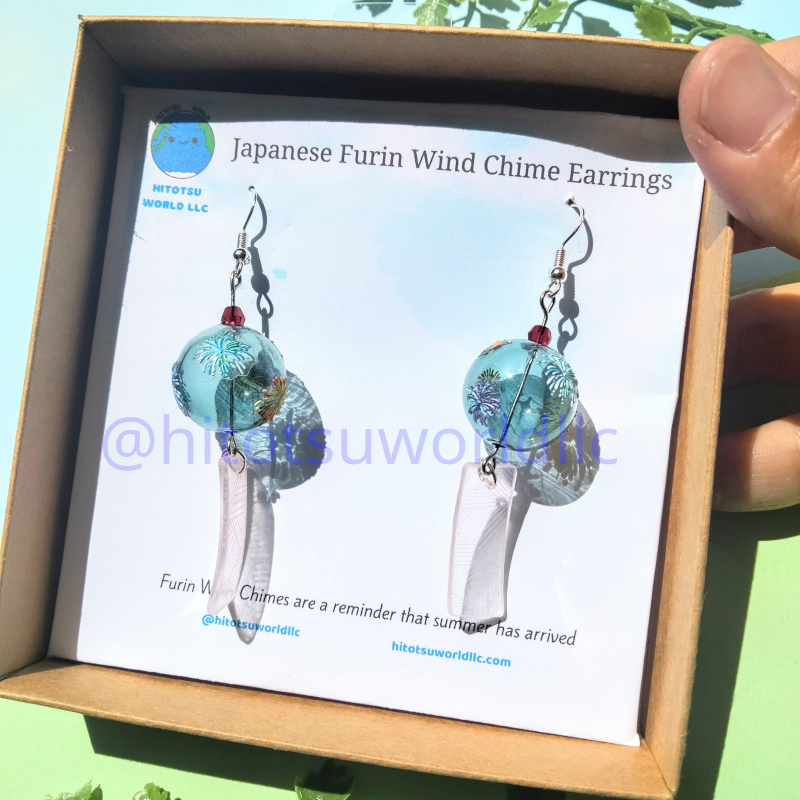 Teal Furin with Fireworks Earrings