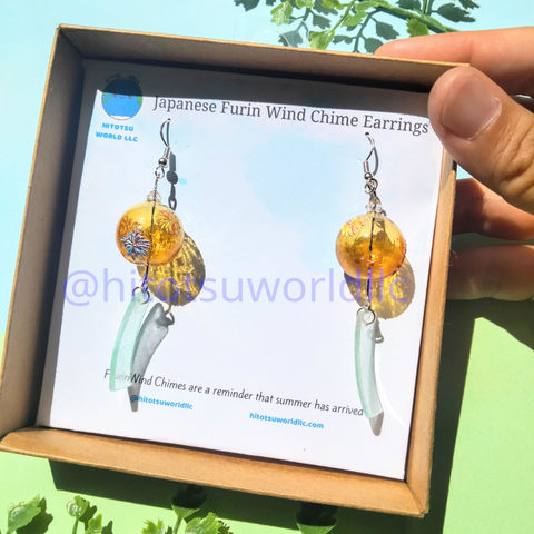 Yellow Furin with Fireworks Earrings