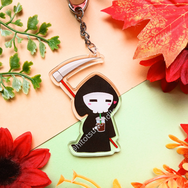 Grim Reaper with Iced Coffee Keychains