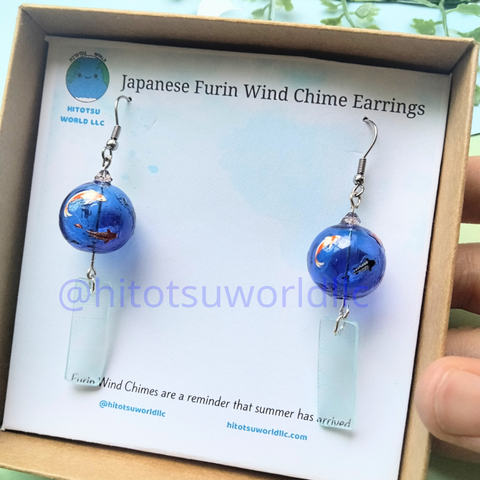 Blue Furin with Koi Fish Earrings Version 1