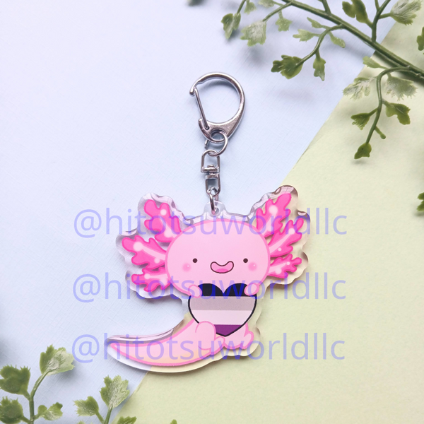 Asexual Pride Axolotl Keychains
