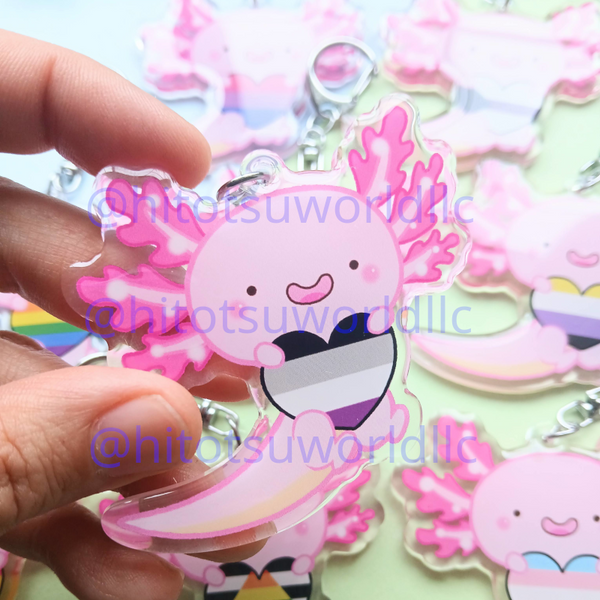 Asexual Pride Axolotl Keychains