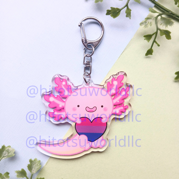 Bisexual Pride Axolotl Keychains