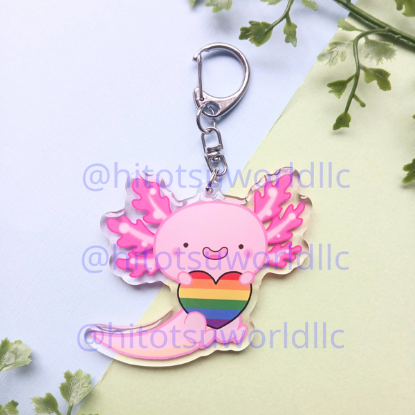 Gay Pride Axolotl Keychains
