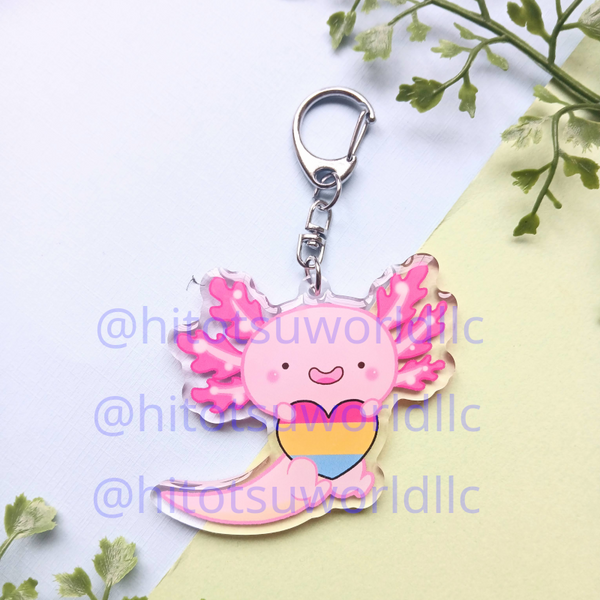 Pansexual Pride Axolotl Keychains