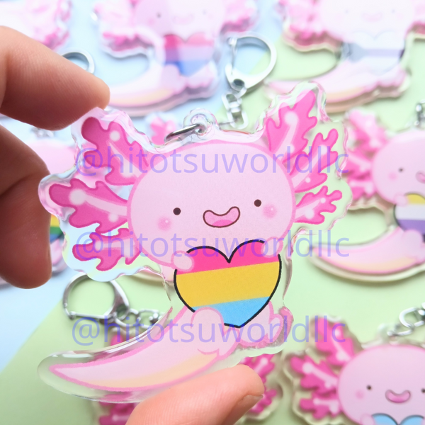 Pansexual Pride Axolotl Keychains