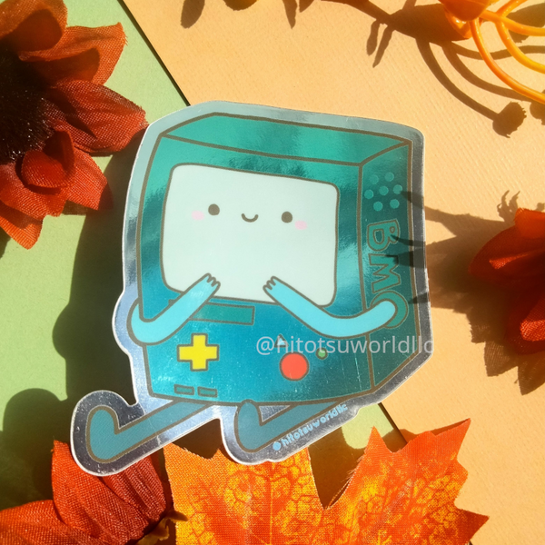 Teal Gamer Boy Metalic Stickers