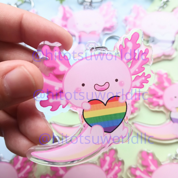 Gay Pride Axolotl Keychains