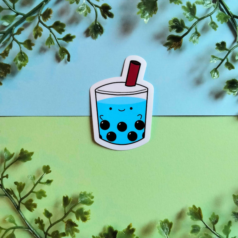 Blue Raspberry Boba Milk Tea Stickers