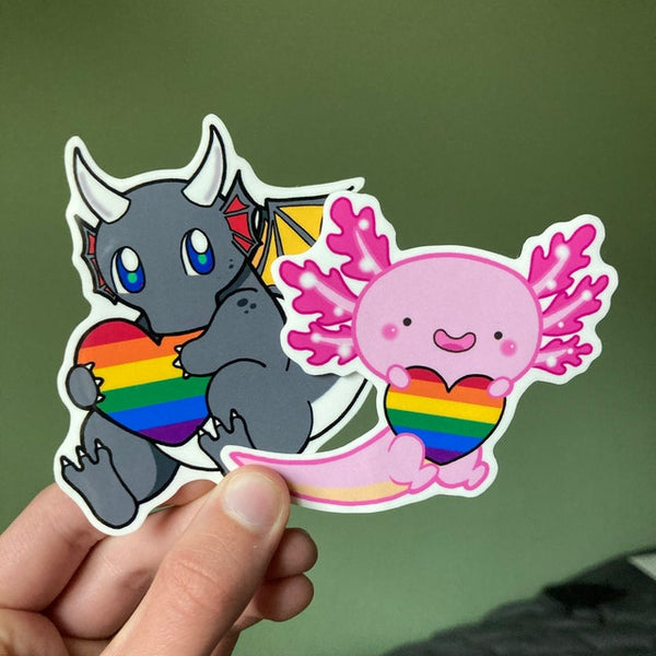 Gay Pride Axolotl Stickers
