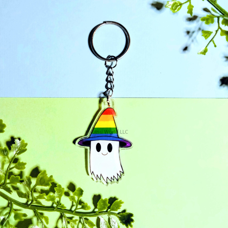 Gay Pride Ghost Keychain