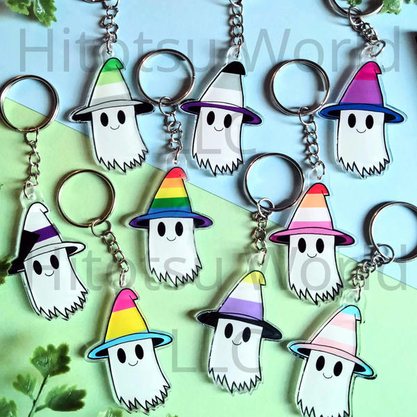 Asexual Pride Ghost Keychain