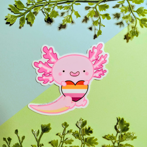 Lesbian Pride Axolotl Stickers