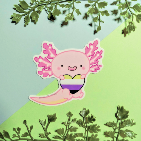 Nonbinary Pride Axolotl Stickers